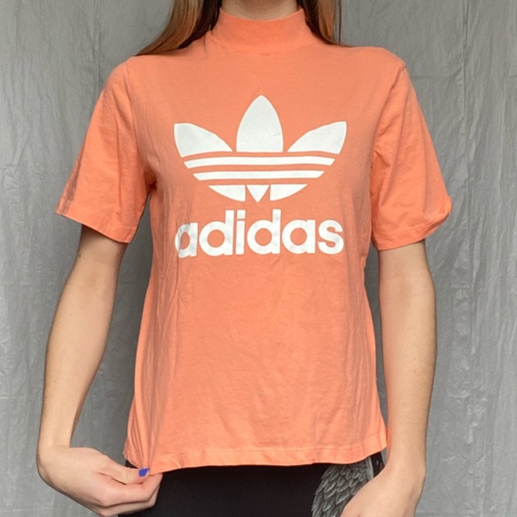Pharrell Williams Adidas Collab Medium Coral Color Shortsleeve Mock Neck Shirt - Picture 6 of 10